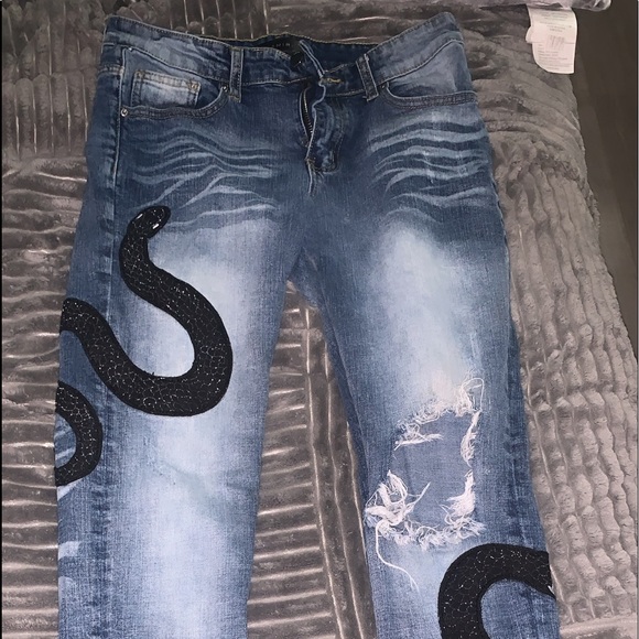 Clothing Amiri Snake Denim Amiri Art Patch Snake Jeans Size 30
